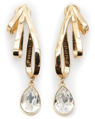 JW Anderson Boucles d'oreilles Ribbon serties de cristaux - Blanc