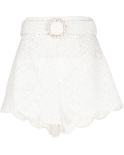 Zimmermann Pantalones cortos con encaje floral - Blanco