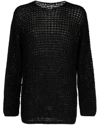 SAPIO Long-sleeves Open-knit Sweater - Black