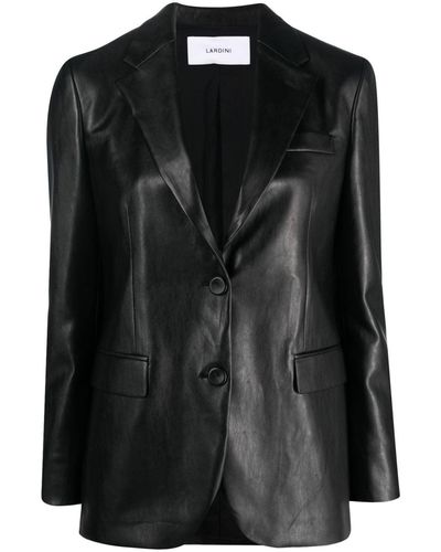 Lardini サテン シングルジャケット - ブラック