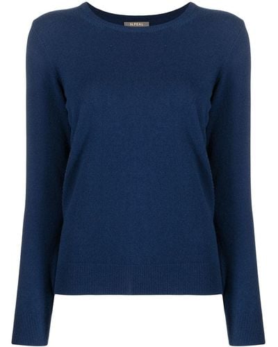 N.Peal Cashmere Fine Knit Organic Cashmere Jumper - Blue
