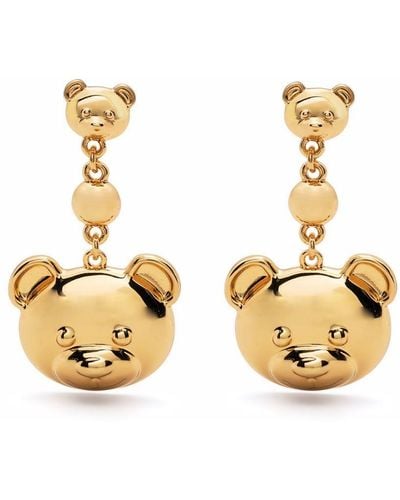 Moschino Teddy Bear Hanging Earrings - Metallic