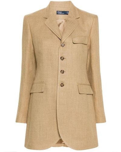 Polo Ralph Lauren Single-Breasted Tweed Blazer - Natural