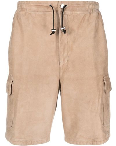 Tagliatore Drawstring-fastening Waist Leather Shorts - Natural