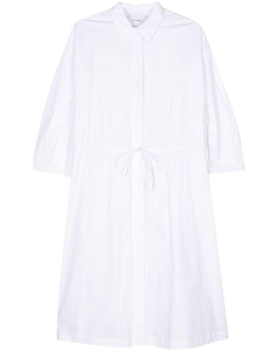 Nude Poplin Midi Shirt Dress - White