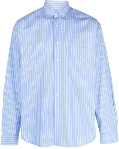 Lanvin Striped Cotton Shirt - Men's - Cotton - Blue