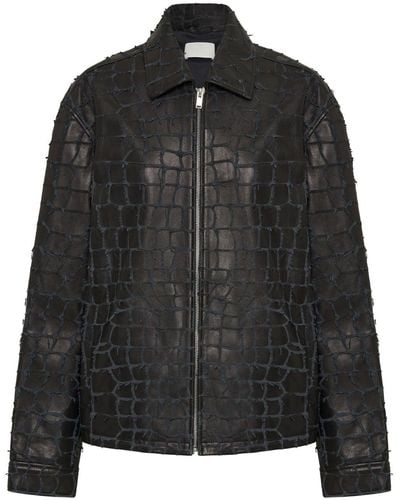 Dion Lee Snake Etched Leather Jacket - Black