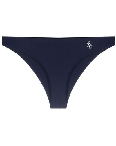 Sporty & Rich Triangel-Bikini mit Logo-Print - Blau