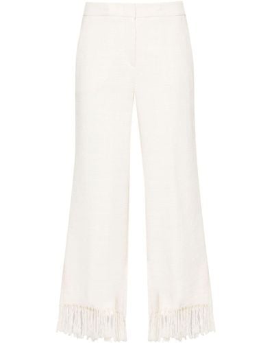 Peserico Tweed Fringed Straight Trousers - White