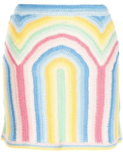 Casablancabrand Rainbow Crochet Mini Skirt - Blue