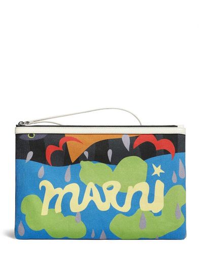 Marni Logo-print Clutch Bag - Blue