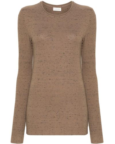 By Malene Birger Nimas Ribbed-knit Mélange Top - Brown