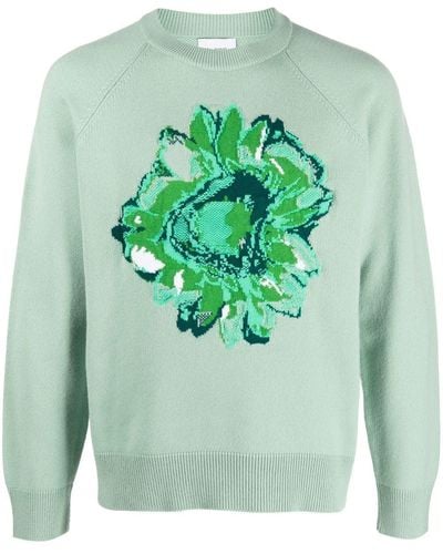 Barrie Cashmere Flower-print Sweater - Green