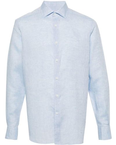 ZEGNA Long-sleeve Linen Shirt - Blue
