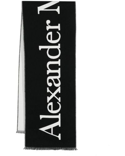 Alexander McQueen Logo-jacquard Cotton Scarf - Zwart