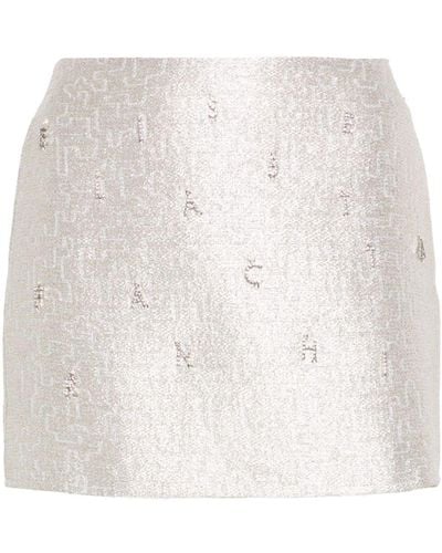 Elisabetta Franchi Crystal-embellished Tweed Mini Skirt - White