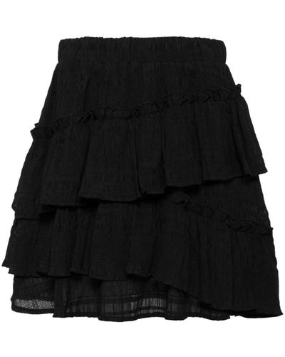B+ AB Ruffled Cotton-blend Miniskirt - Black