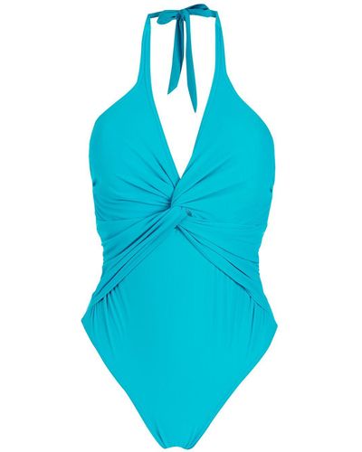 Amir Slama V-neck Swimsuit - Blue