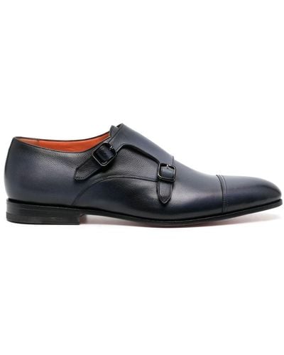 Santoni Double-buckle Leather Shoes - Gray