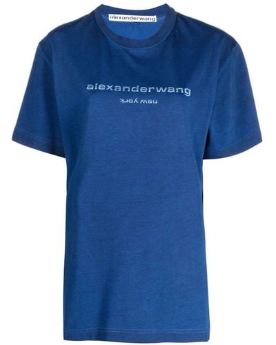 Alexander Wang ロゴ グリッター Tシャツ - ブルー