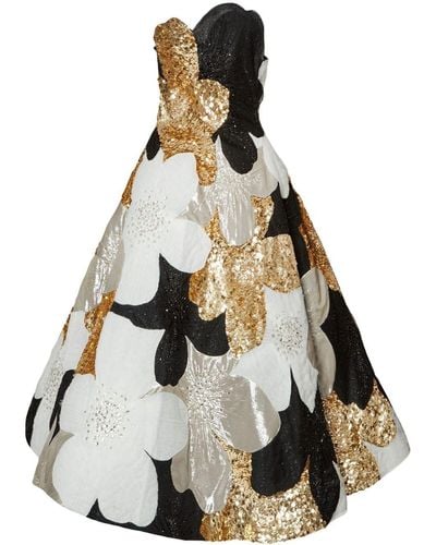 Carolina Herrera Floral Patchwork A-line Gown - Metallic