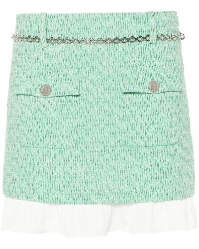 Maje Tweed Mini Skirt - Green