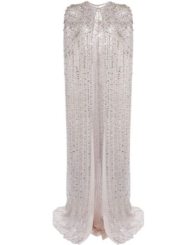 Jenny Packham Clara Crystal-embellished Cape Gown - Grey