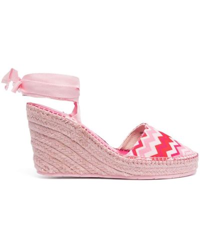 Missoni Zigzag-patterned 90mm Raffia Espadrilles - Pink