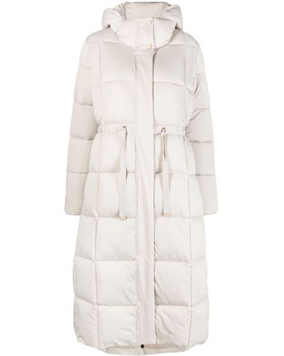 Save The Duck Ires Tied-waist Hooded Padded Coat - White
