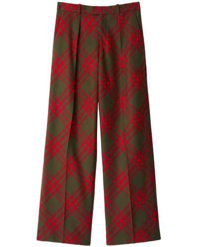 Burberry Check-pattern Wool Tailored Trousers