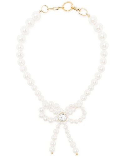 Atu Body Couture Collar de perlas con lazo - Blanco