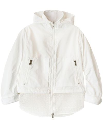 Ermanno Scervino Broderie-anglaise Hooded Windbreaker - White