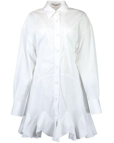 Stella McCartney Hemdkleid mit Godet-Print - Weiß