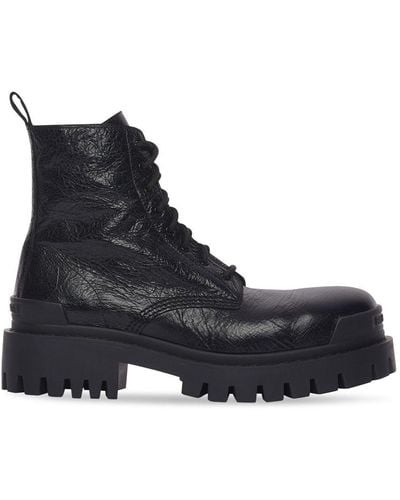 Balenciaga Strike Lace-up Leather Boots - Black