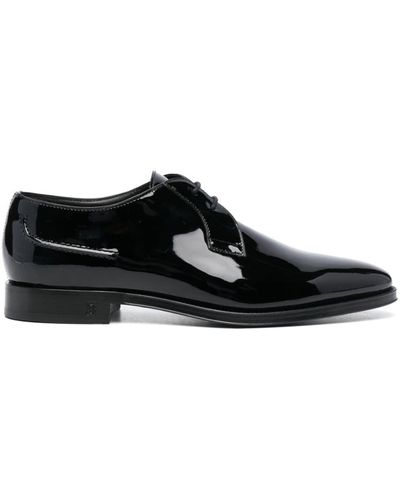 Burberry Logo-embossed Patent-leather Oxford Shoes - Black