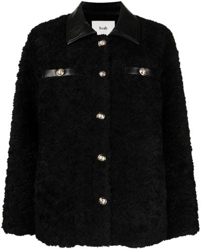 B+ AB Faux Shearling Shirt Jacket - Black