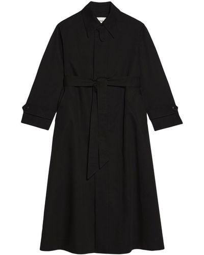 Ami Paris Pointed-collar Tie-waist Trench Coat - Black