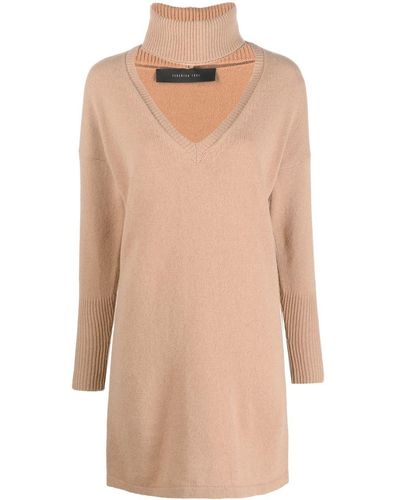 FEDERICA TOSI Roll-neck Detail Knit Sweater - Brown