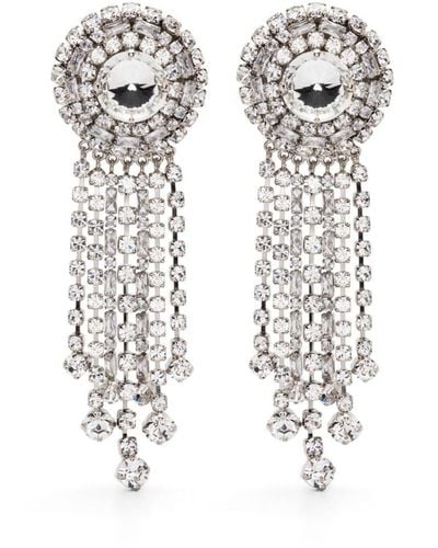 Alessandra Rich Crystal-Embellished Dangle Earrings - White