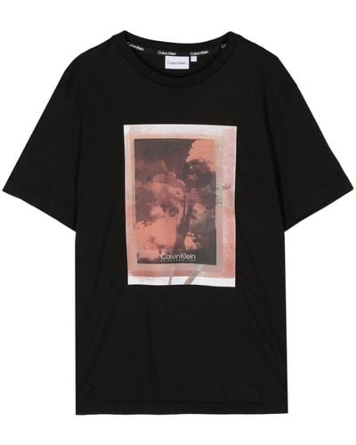Calvin Klein T-shirt girocollo con stampa - Nero