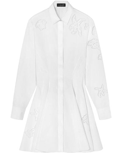 Versace Hemdkleid mit Lochstickereien - Weiß