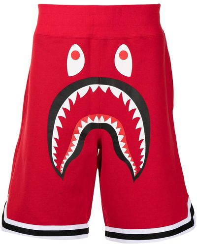 A Bathing Ape Shark Graphic-print Track Shorts - Red