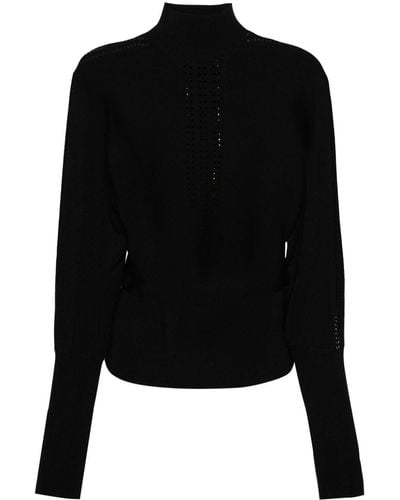 Patrizia Pepe Perforated-detail Sweater - Black