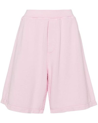 DSquared² Rubberised-logo Cotton Shorts - Pink