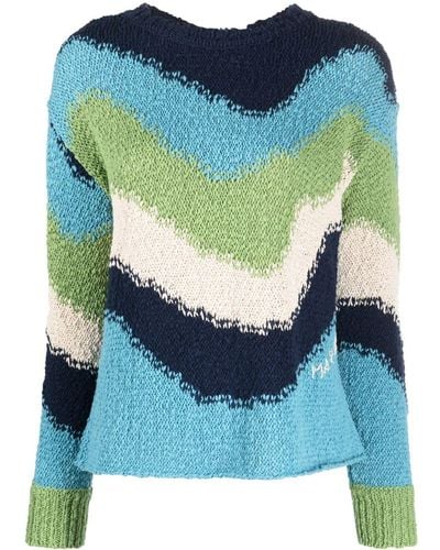 Marni Patterned Intarsia-knit Sweater - Blue