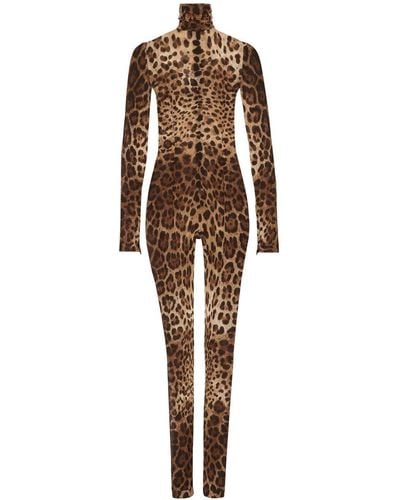 Dolce & Gabbana KIM DOLCE&GABBANA Jumpsuit mit Leoparden-Print - Braun