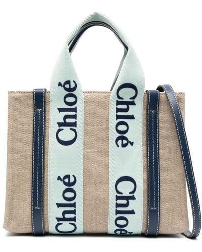 Chloé Woody Shopper Met Logoprint - Blauw