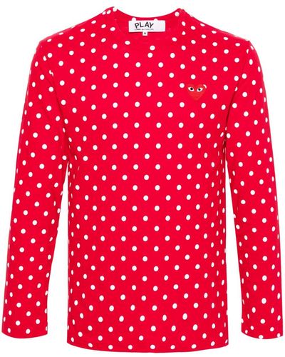 COMME DES GARÇONS PLAY Polka-dot Cotton Sweatshirt - Red