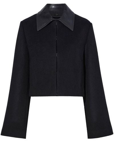 Proenza Schouler Bridget Leather-collar Cropped Jacket - Blue
