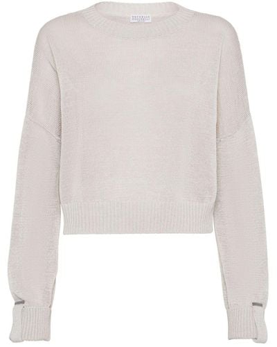 Brunello Cucinelli Sweater With Shiny Details - White